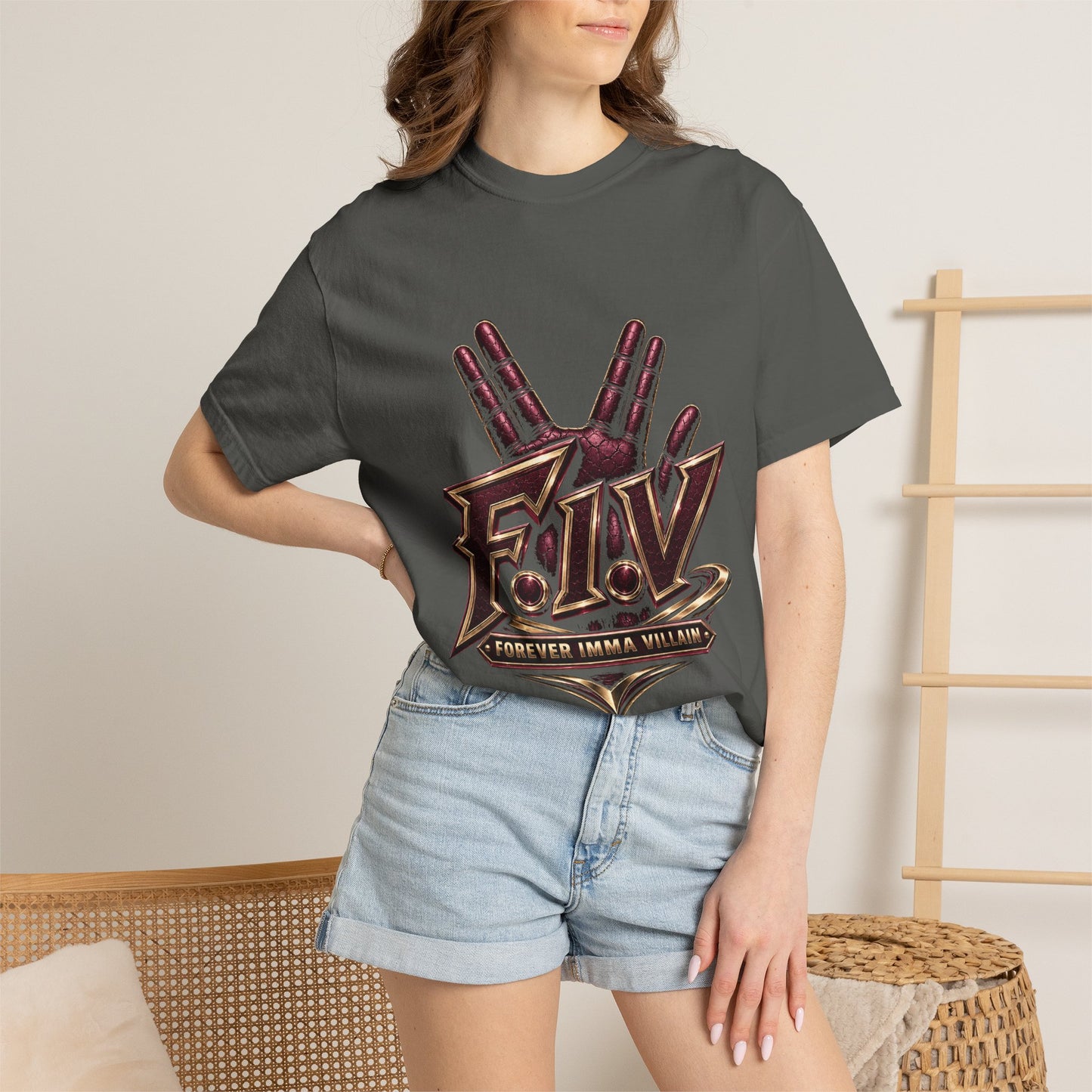 F.I.V. Burgundy Royalty Heavyweight Garment-Dyed Tee