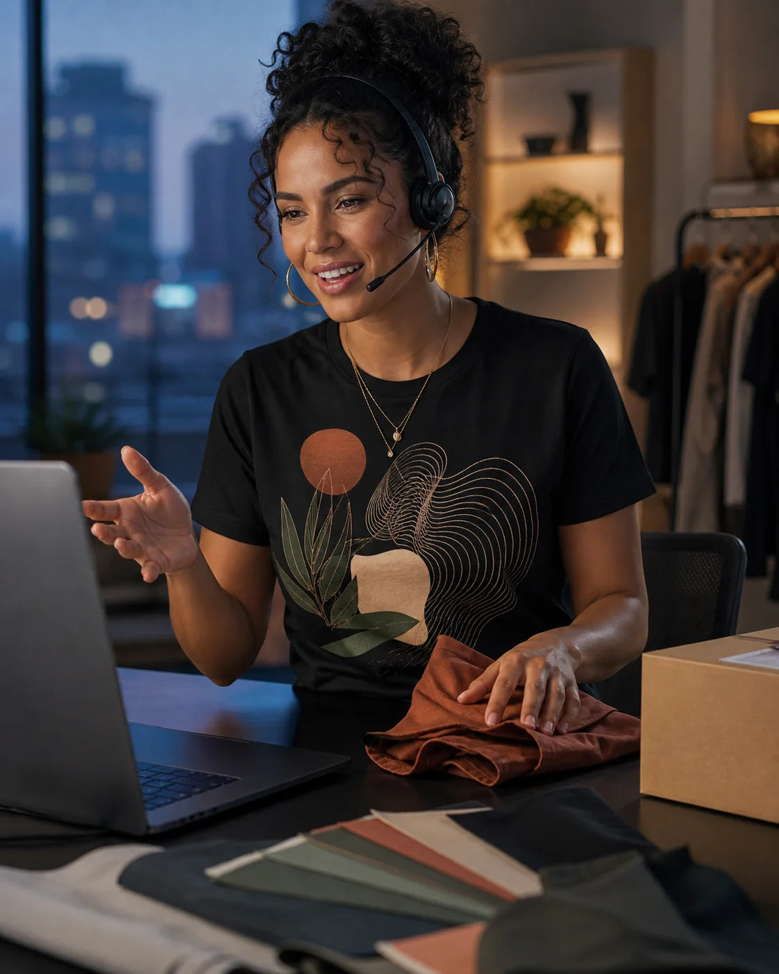 Vezzup customer support specialist assisting an apparel customer